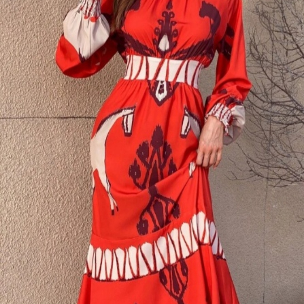 Horse Print Midi Dress